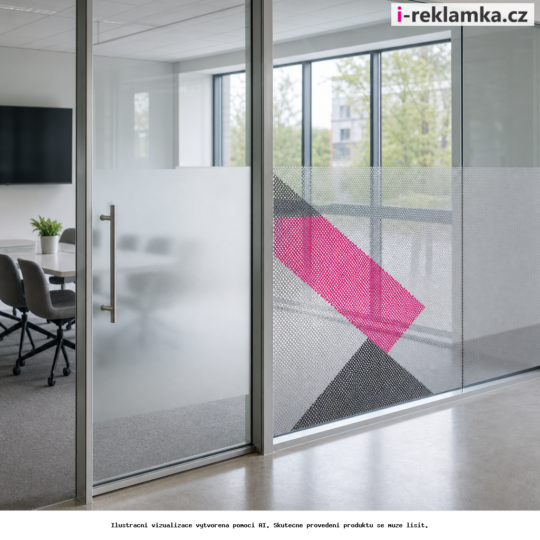 Fólie na okna a výlohy – One Way Vision a pískovaná – Lifestyle – AI vizualizace