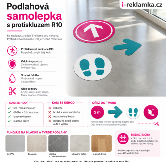 Floor sticker with R10 slip resistance – Variants / benefits – AI visualization