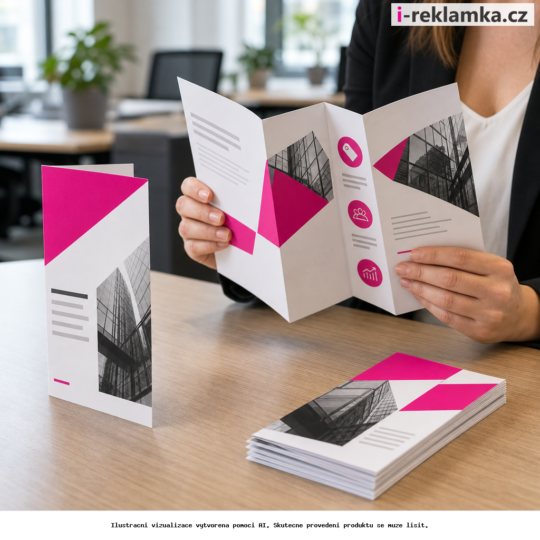 Printing of folded A4, A3, A5, and A6 leaflets – Lifestyle – AI vizualizace
