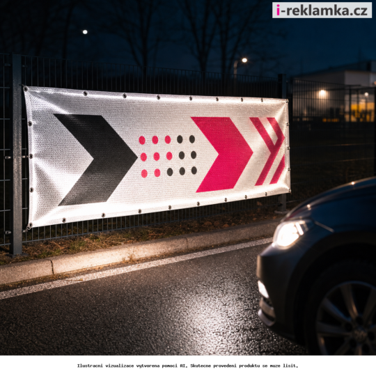 Reflective banner – custom retroreflective tarp – Lifestyle – AI vizualizace