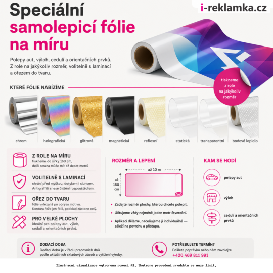 Custom specialty vinyl films – Options / Benefits – AI visualization
