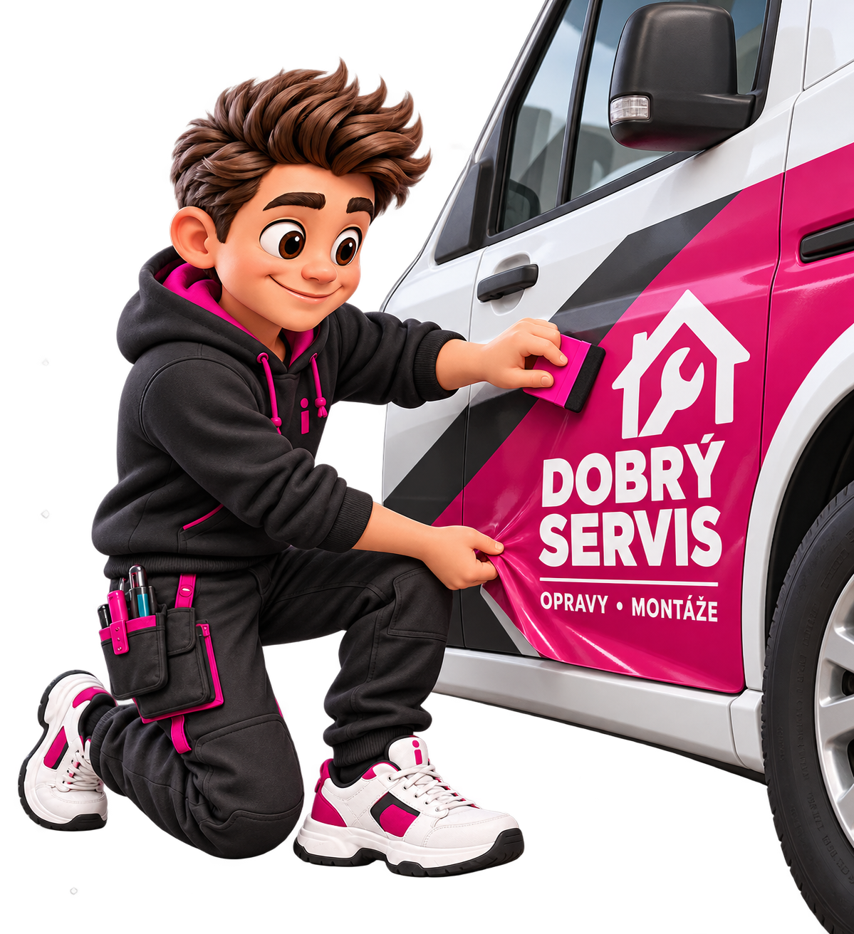 Polepy automobilů – maskot Reklamáček