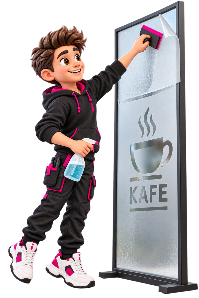 Okenní fólie – maskot Reklamáček