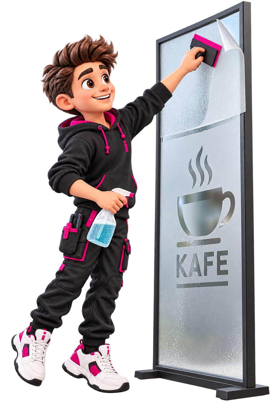 Okenní fólie – maskot Reklamáček