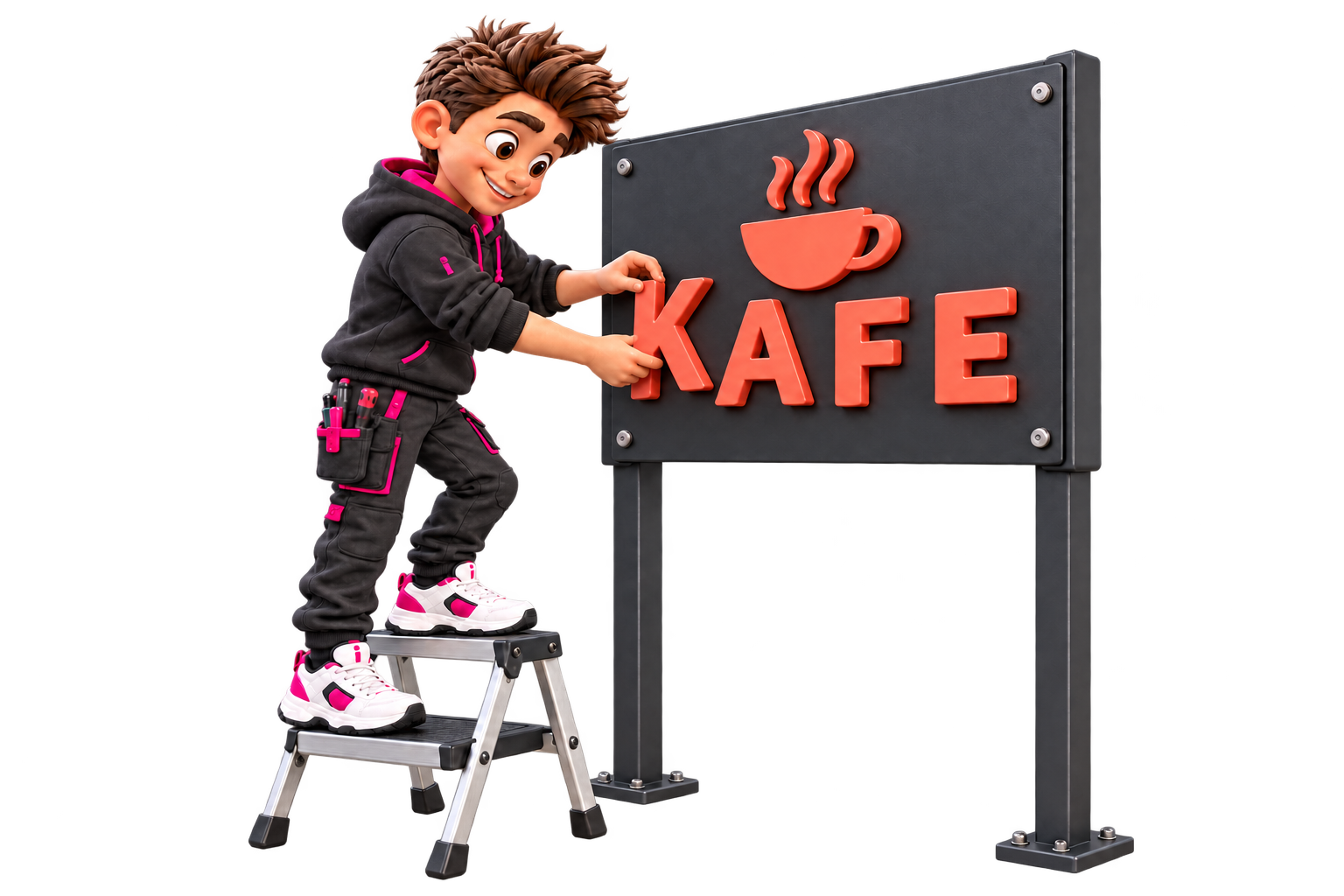 3D nápisy a loga – maskot Reklamáček