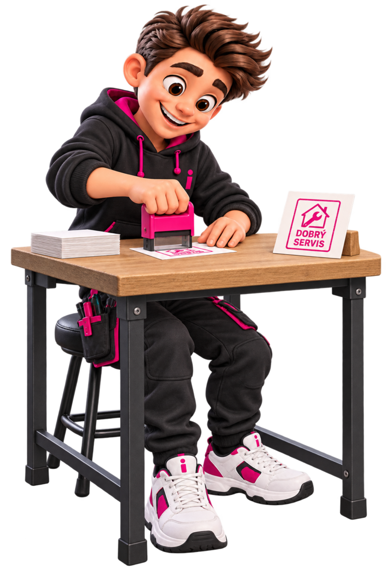 Výroba razítek – maskot Reklamáček
