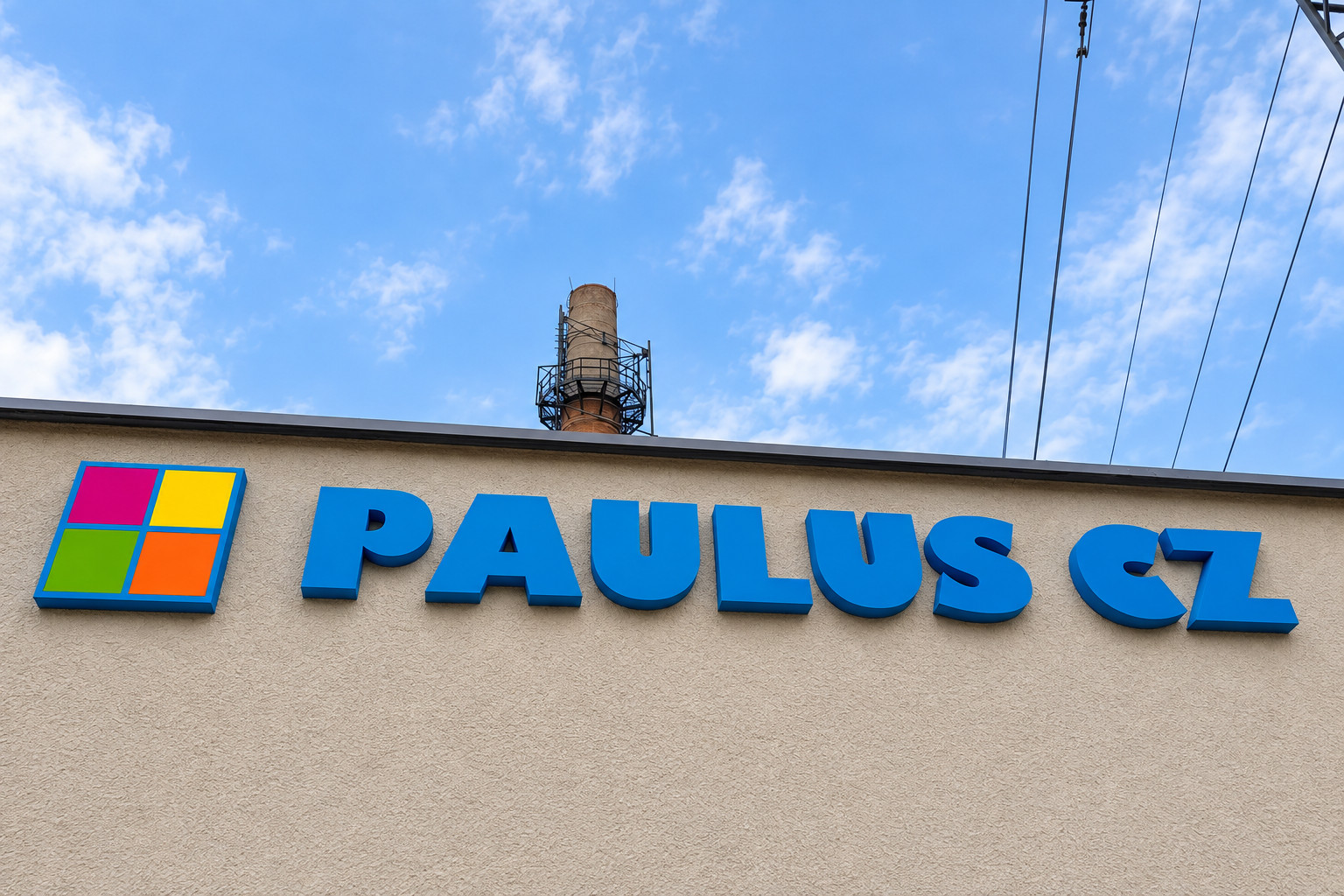 Nápis PAULUS CZ na fasádě