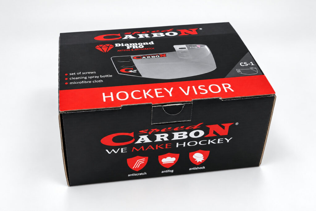 Krabička Carbon Hockey Visor s plnobarevným potiskem