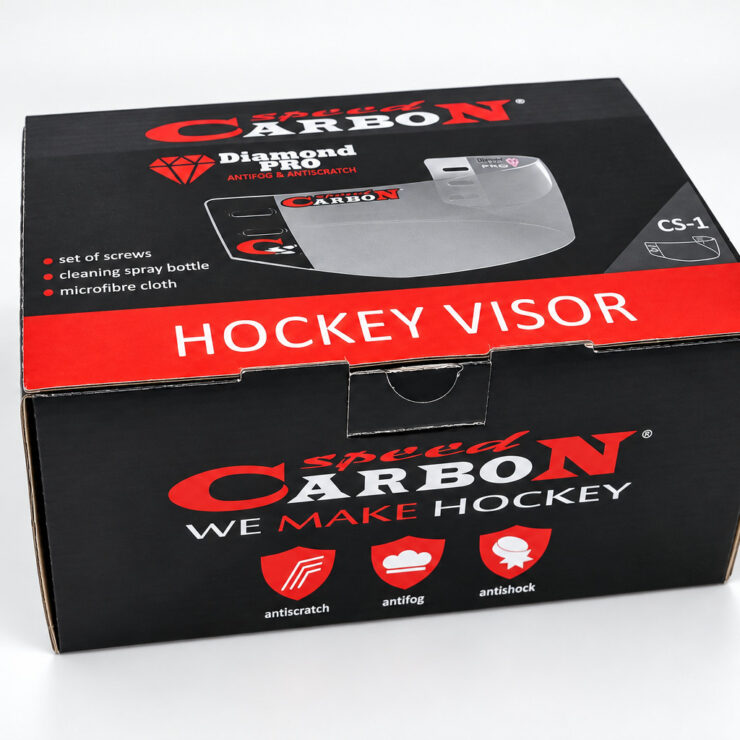 Krabička Carbon Hockey Visor s plnobarevným potiskem