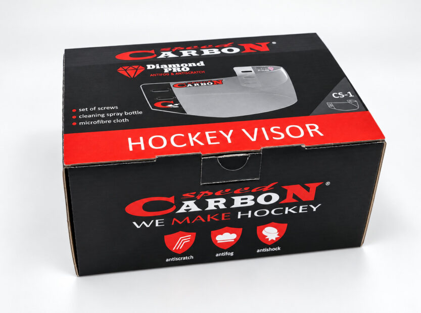 Krabička Carbon Hockey Visor s plnobarevným potiskem