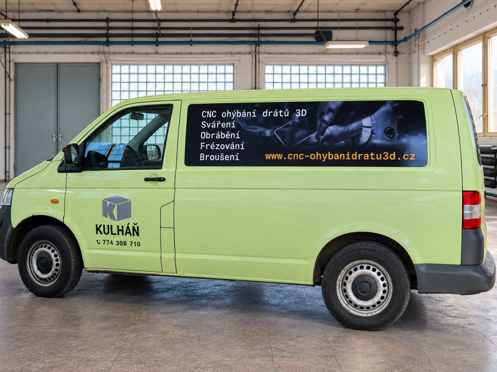 VW Transporter s polepem KULHÁŇ CNC ohýbání drátů