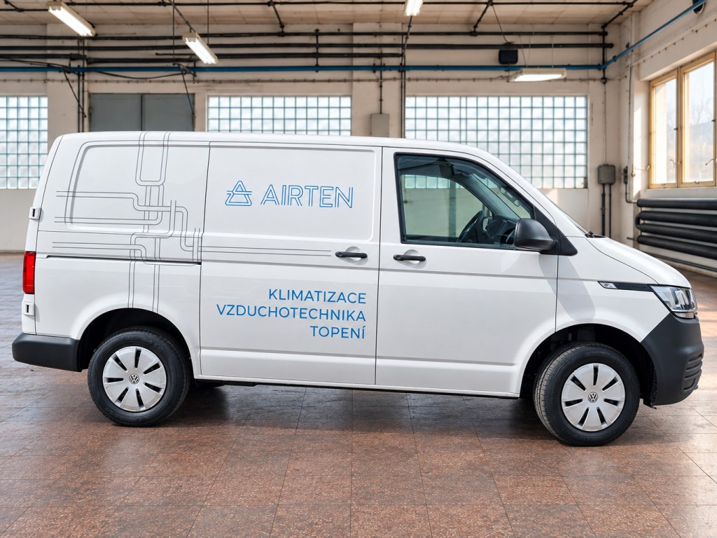 VW Transporter AIRTEN z boku v dílně