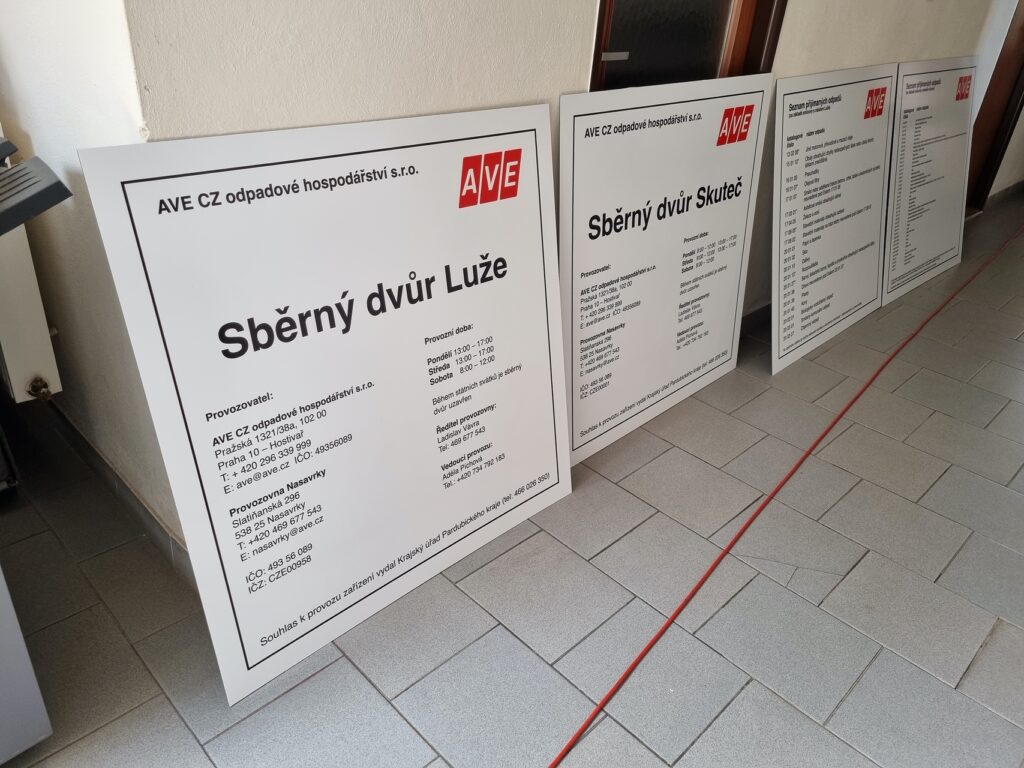 Potištěné desky pro sběrný dvůr AVE