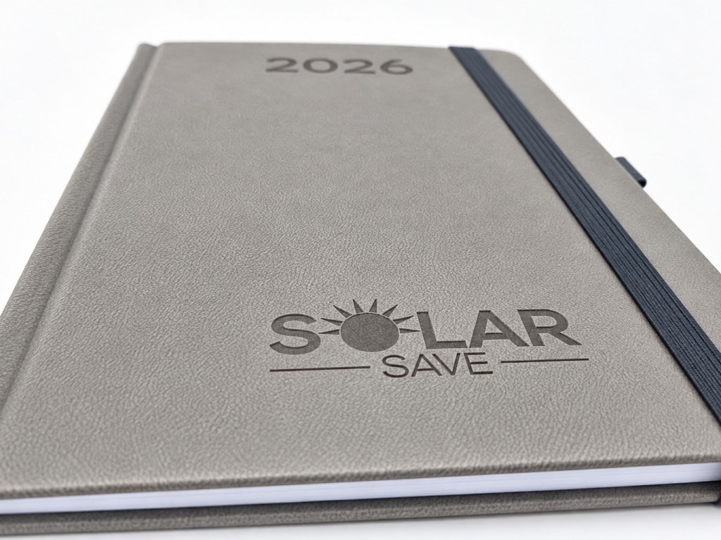 Šedý diář se slepotiskem loga Solar Save