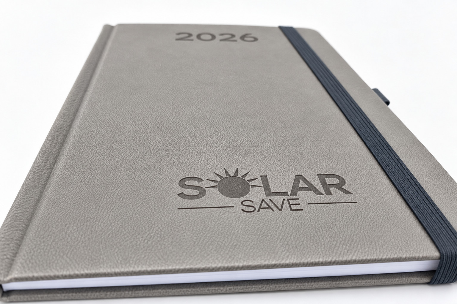 Šedý diář se slepotiskem loga Solar Save