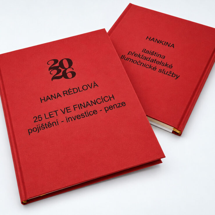 Červený diář 2026 s ražbou Hana Rédlová – 25 let ve financích