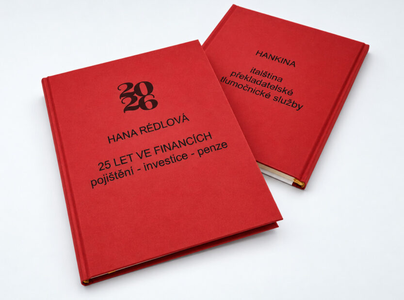 Červený diář 2026 s ražbou Hana Rédlová – 25 let ve financích