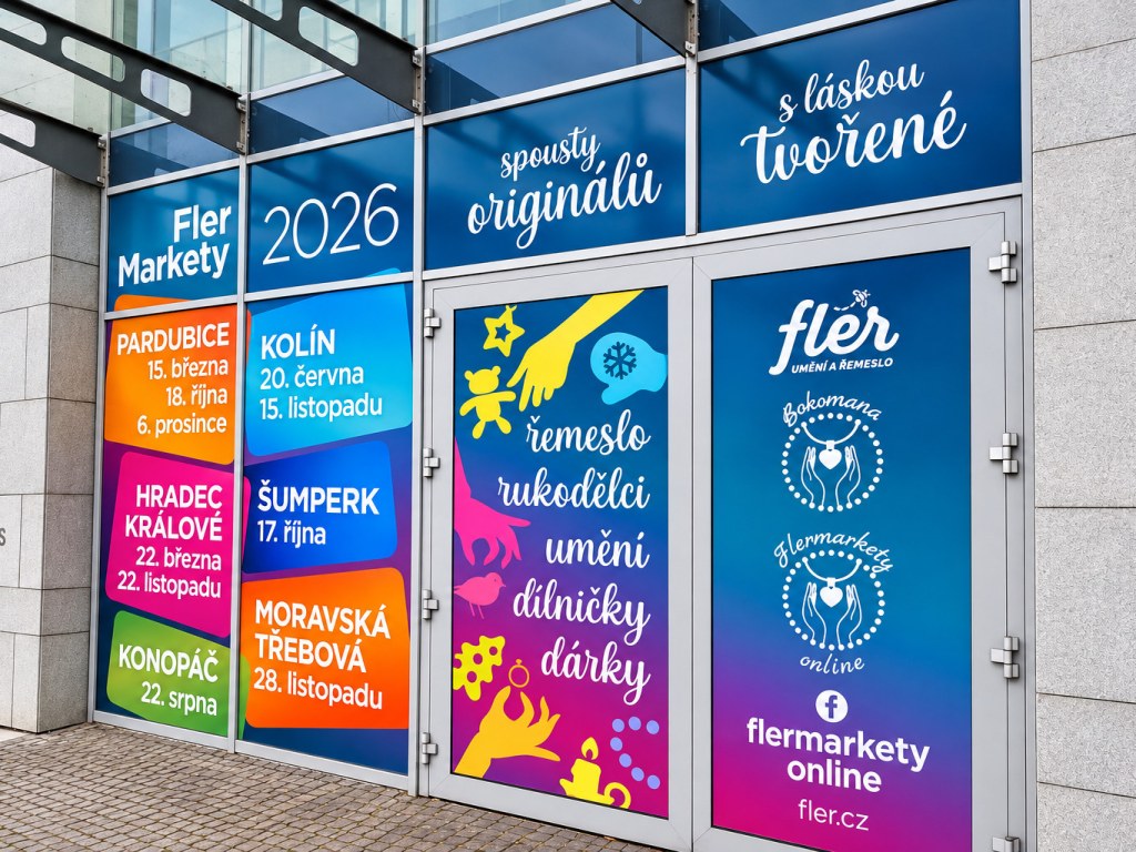 Výloha Fler Markety – detail grafiky