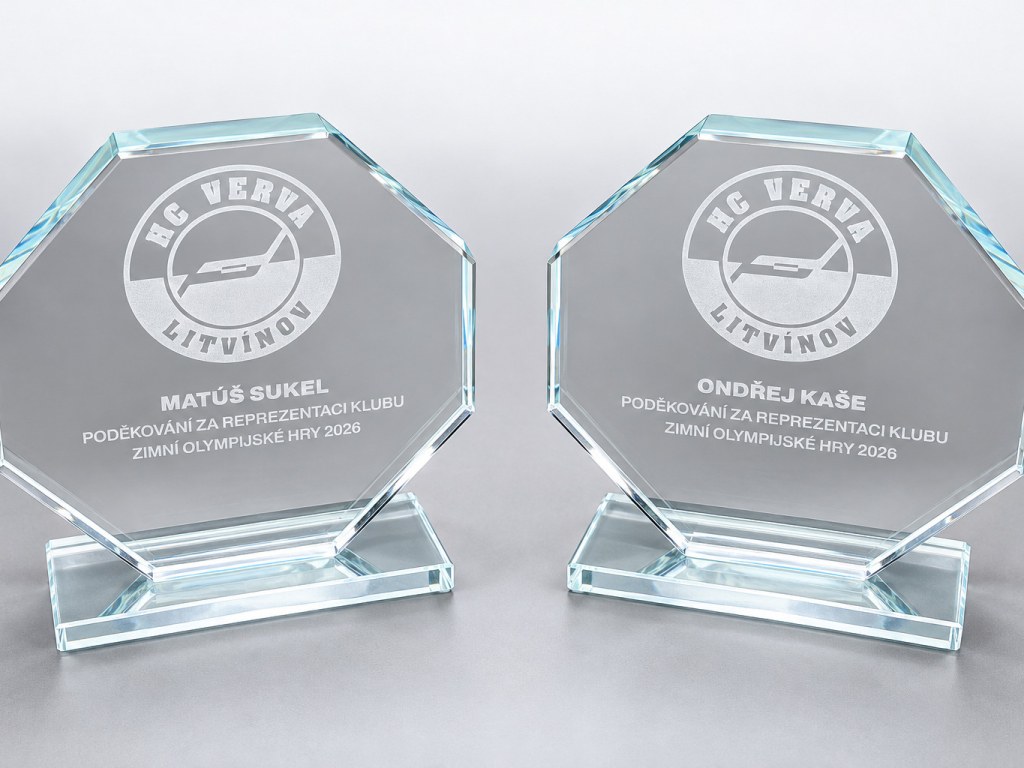 Trofej s poděkováním hráči – detail