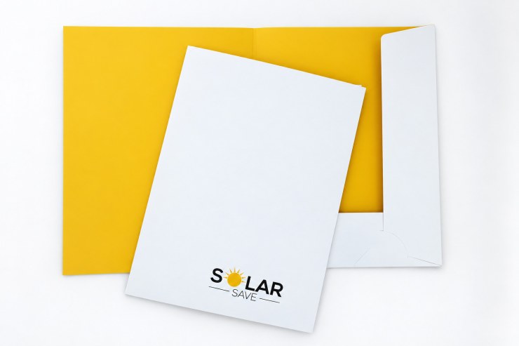 Novoroční přání Solar Save se žlutou obálkou