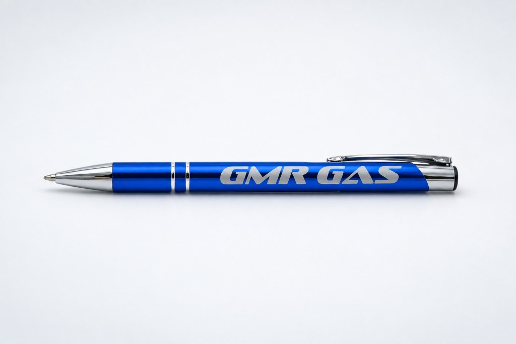 Modrá propiska s gravírovaným logem GMR GAS