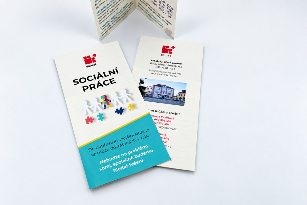 Leták sociální práce – rozevřený