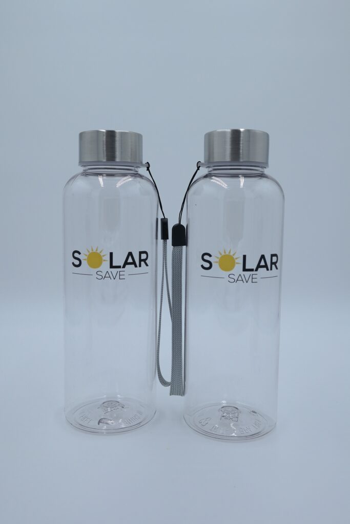 Lahev na pití s poutkem a logem Solar Save