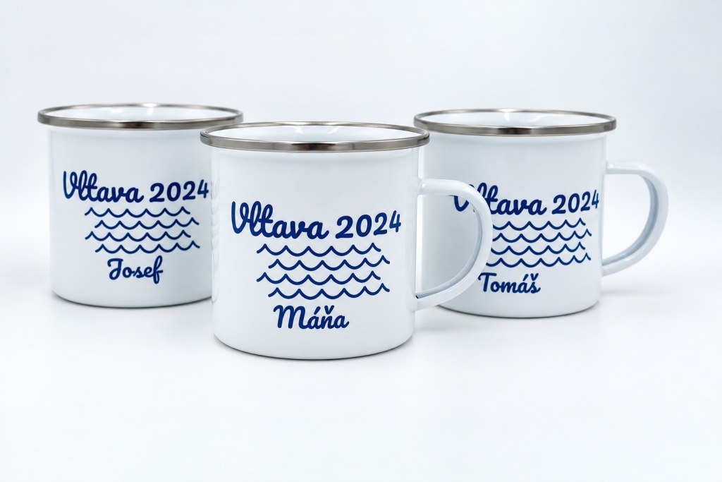 Smaltované plecháčky Vltava 2024 se jmény