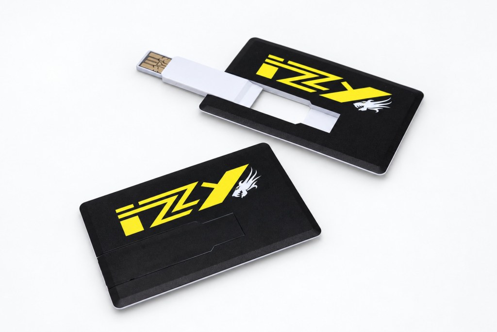 Černé USB karty se žlutým potiskem IZZY