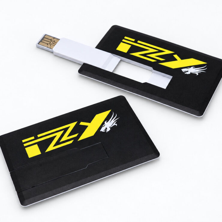 Černé USB karty se žlutým potiskem IZZY