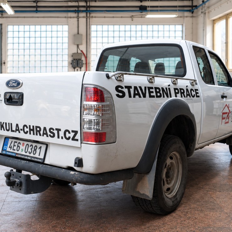 Ford Ranger s polepem Makula stavební práce